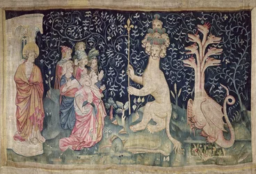 Adoracja Bestii, nr 42 z „Apokalipsy gniewu”, 1373-87 (gobelin)